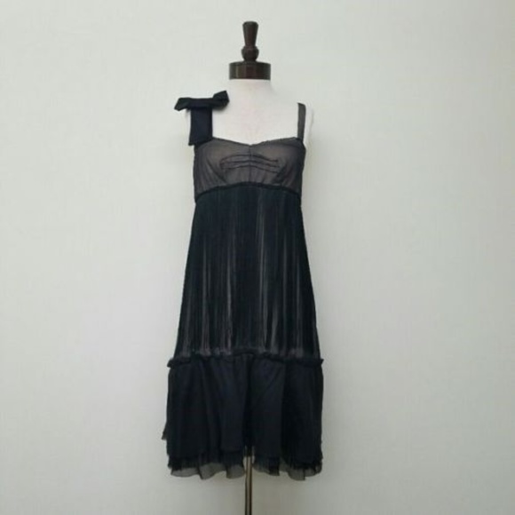 Silk Blend Flapper Fringe Bow Criss Cross Dress - Picture 1 of 4